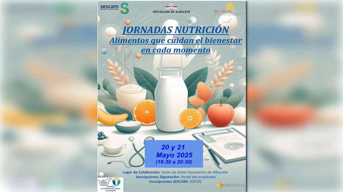 dipualba's tweet photo. 💚Seguimos reforzando nuestro #compromiso con el #bienestar de l@s #mayores de la #provincia a través de #formación.

El 20 y 21 de mayo, impulsamos (con SCMGG y @sescamclm) las Jornadas ‘#Nutrición: #Alimentos que #cuidan el bienestar en cada momento’

https://t.co/OSIdvLh7vr https://t.co/EiXW44deEW