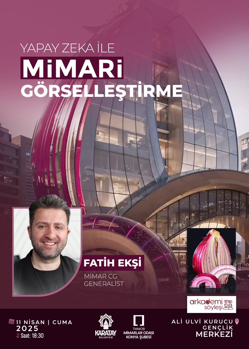 Yapay Zeka ile Mimari Görselleştirme

Mimar CG Generalist Fatih Ekşi ile “Yapay Zeka ile Mimari Görselleştirme” konulu program bu akşam saat 18.30’da Ali Ulvi Kurucu Gençlik Merkezi’nde