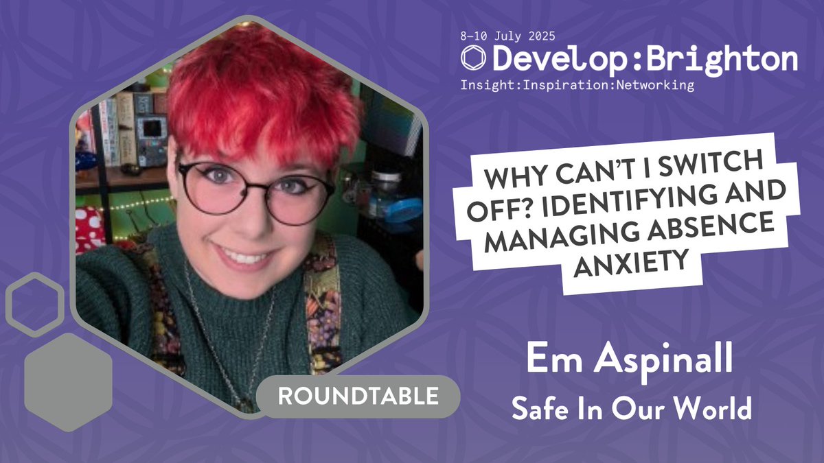 Does taking time off cause you to feel guilty or stressed? Absence anxiety is the overwhelming feeling of discomfort some people get when taking time away from work. Join Em (<a href="/heckin_flop/">Flop 💚 of the Rings</a>) from <a href="/SafeInOurWorld/">Safe In Our World</a> to explore this feeling and learn practical coping tools. #DevelopConf