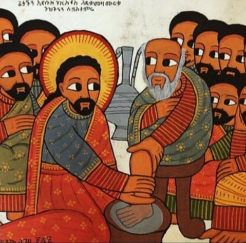 ሐረግ፡ «ሐዋርያቲሁ ከበበ፤ እግረ አርዳኢሁ ሐፀበ፤ ኮኖሙ አበ ወእመ፤ ወመሀሮሙ ጥበበ »

ትርጉም፡ ሐዋርያቱን ሾመ፣ የደቀመዛምርቱን እግር አጠበ፣ አባትና እናት ሆናቸው፣ ጥበብም አስተማራቸው
