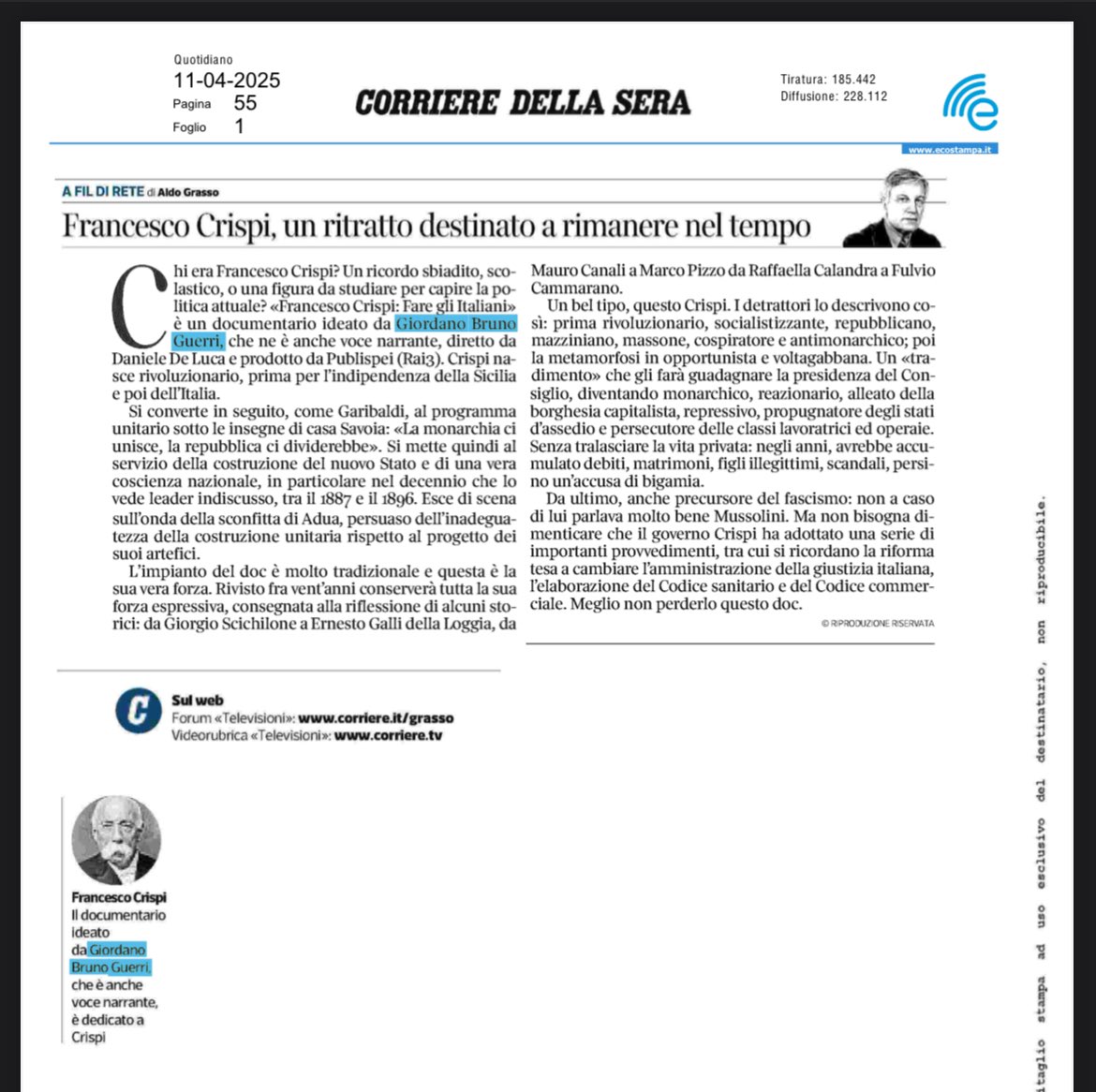 Un complimento così dal severo Aldo #Grasso è come una medaglia al valore <a href="/Raiofficialnews/">Rai</a>
