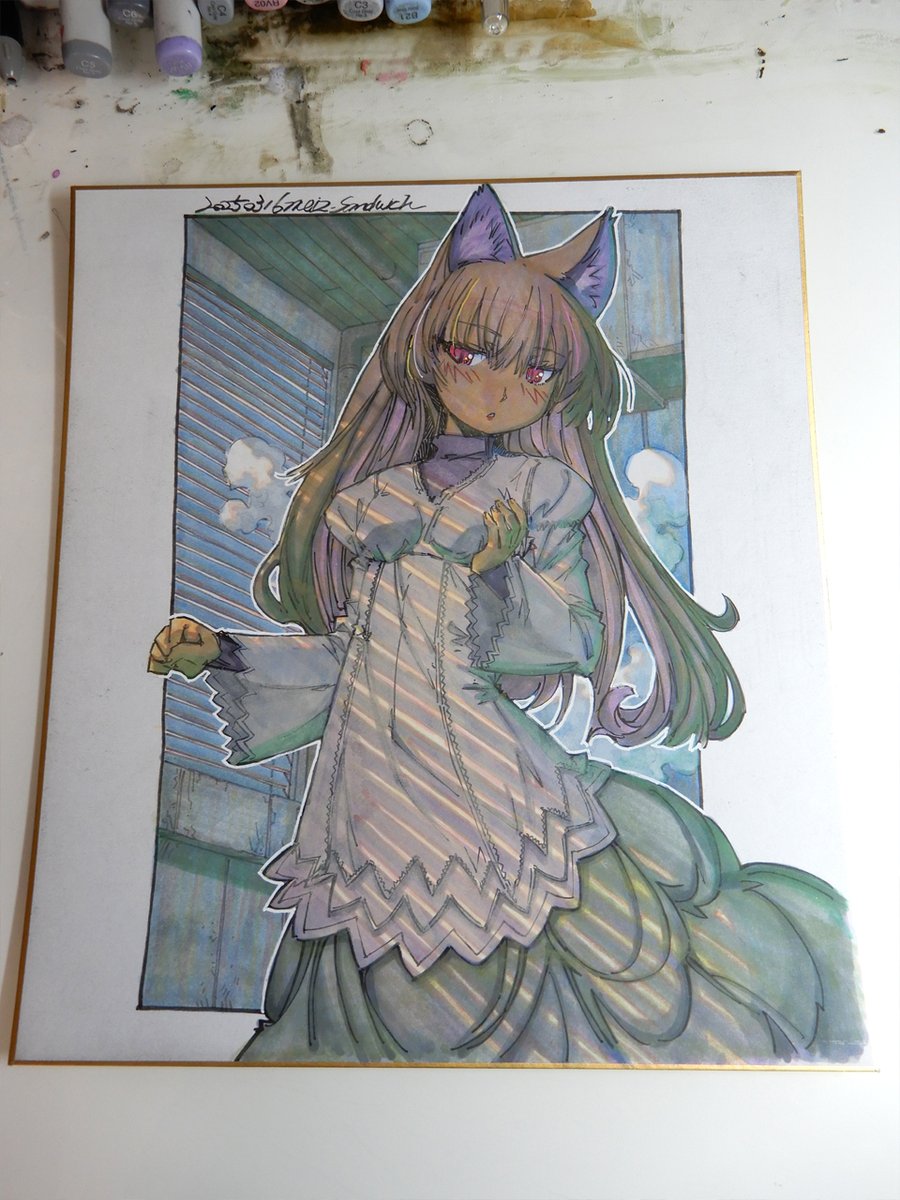 「【アナログ2281:土曜日の早朝】ブラインドの影を描くのも久しぶり。 」|meiz：BOOTHで原画・素材等販売のイラスト