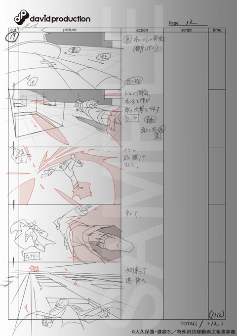『#炎炎ノ消防隊 参ノ章』OP絵コンテの一部と演出修正です。(掲載許諾済)
絵コンテは後日発売されるBlu-rayBOXのブックレットに収録される予定とのことです!
よろしくお願いいたします!

https://t.co/TxJ8MOilg2
 #FireForce 