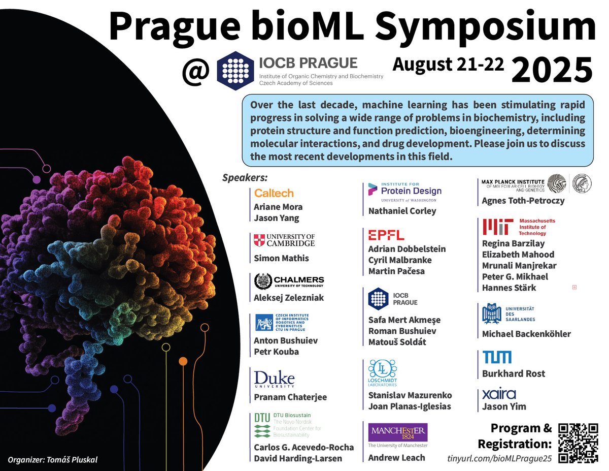 Tomáš Pluskal (@tomas_pluskal) on Twitter photo Back in July 2023 we organized a small bioML symposium at <a href="/IOCBPrague/">IOCB Prague</a>, and it turned out to be a very pleasant and successful event. This summer we are following up with a great line-up of speakers. Please register for free, deadline May 30. tinyurl.com/bioMLPrague25 Back in July 2023 we organized a small bioML symposium at <a href="/IOCBPrague/">IOCB Prague</a>, and it turned out to be a very pleasant and successful event. This summer we are following up with a great line-up of speakers. Please register for free, deadline May 30. tinyurl.com/bioMLPrague25