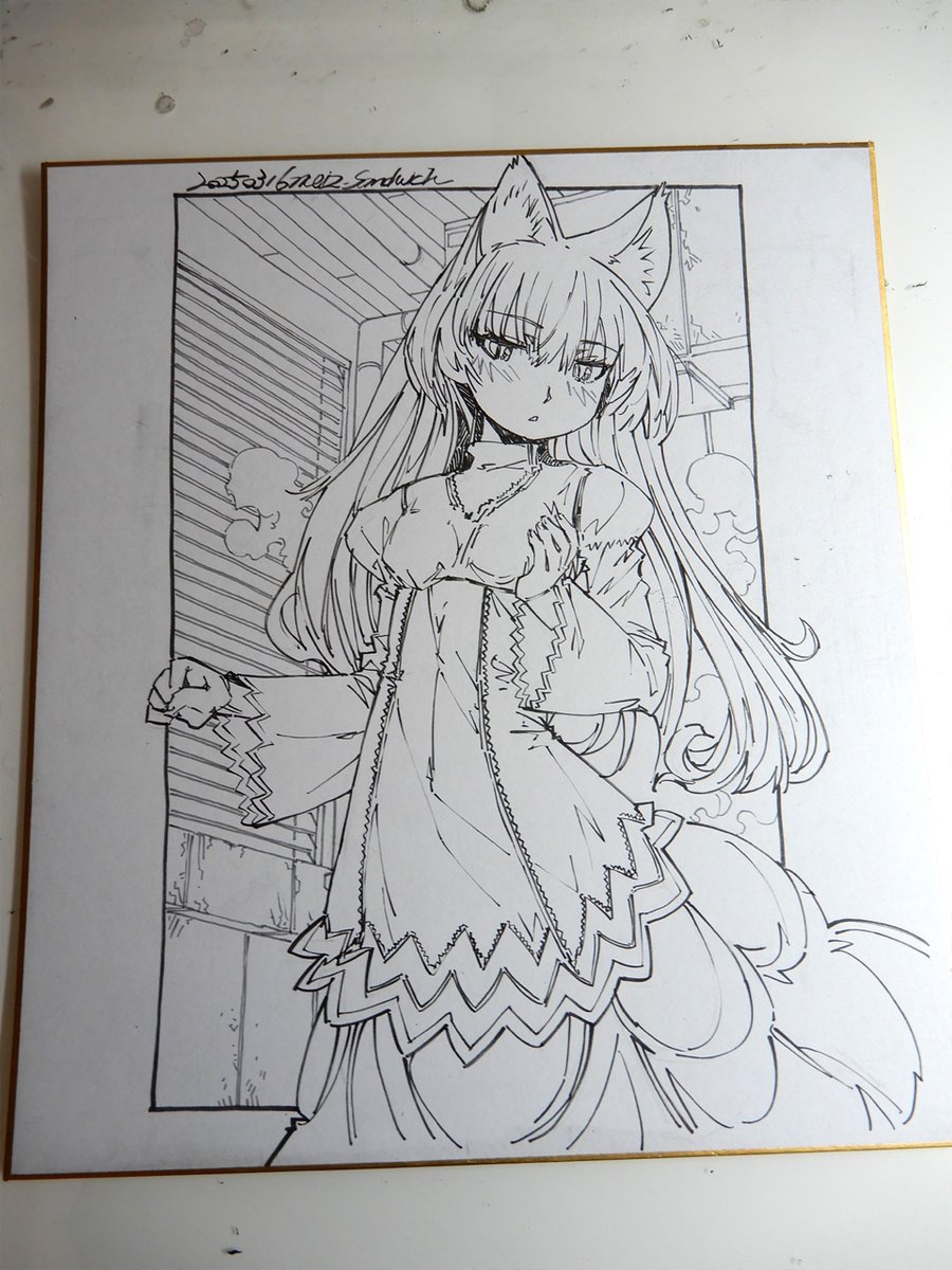 線画。背景はなかなか決まりませんでした。 