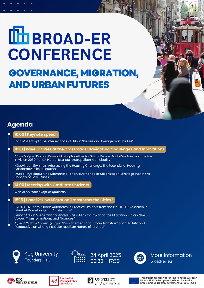 📢 Join us for the keynote speech by Prof. John Mollenkopf (CUNY) at the BROAD-ER Conference “Governance, Migration, and Urban Futures” on April 24! Open to all!
More info: broad-er.eu/workshop/broad…