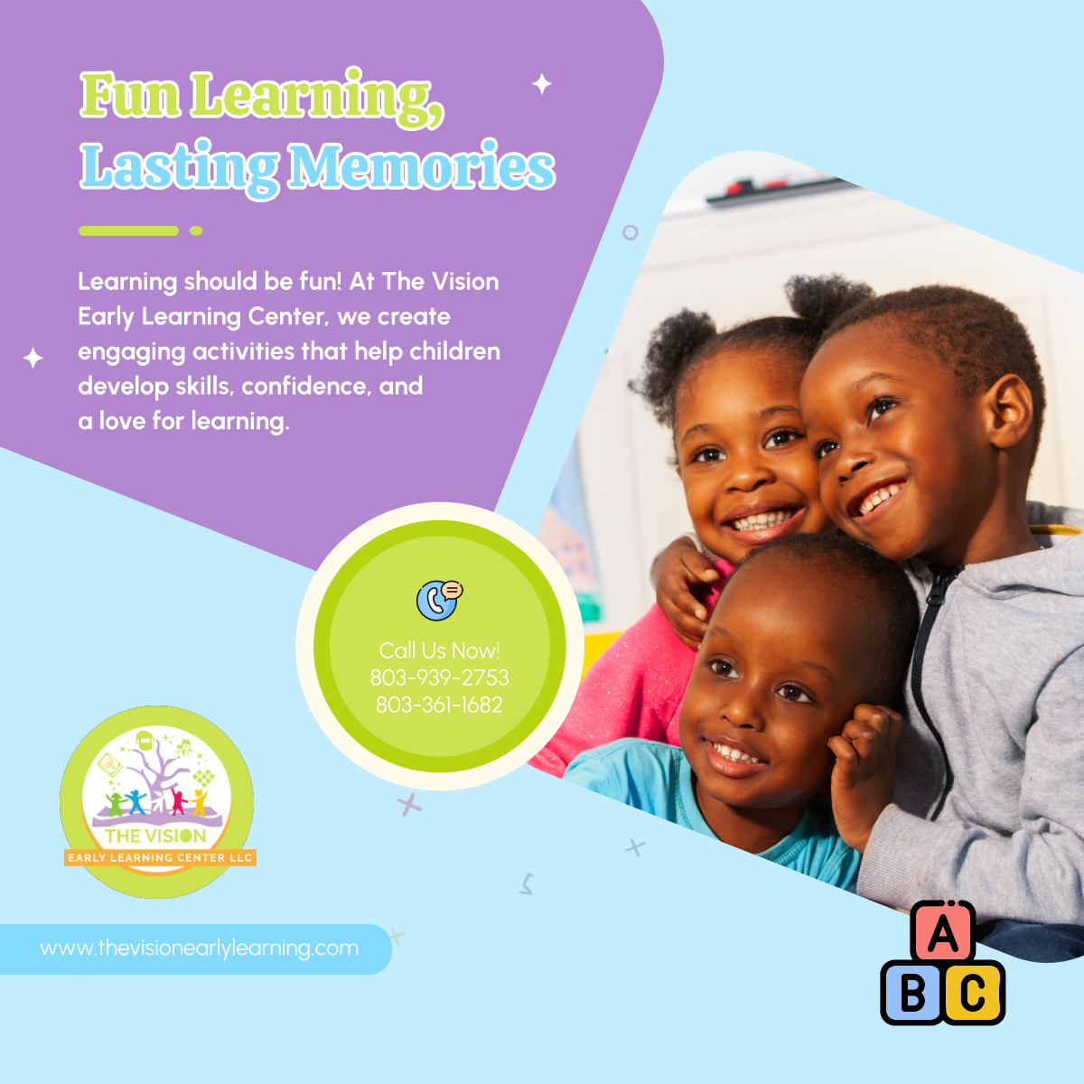 thevisionearly's tweet image. Give your child a joyful learning experience! Our interactive programs make early education exciting and impactful. Join us today!

#CayceSC #ChildCare #JoyfulLearning