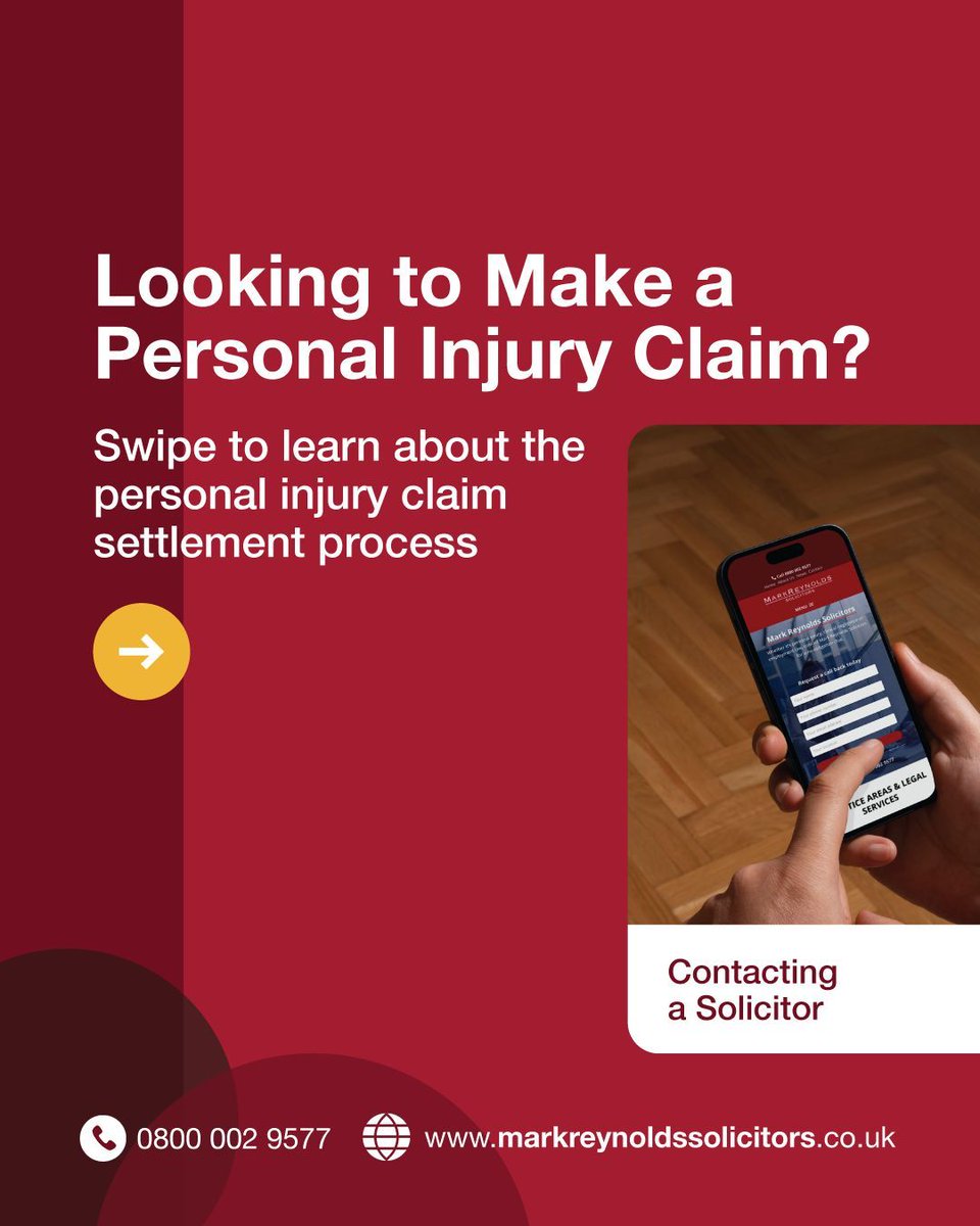 MarkReynoldsSol's tweet photo. We’ve broken the claims process down into simple steps so you know what to expect, from first call to possible settlement or court case ➡️

🔴 Learn more: https://t.co/tD3ddi6Ajl 
📞 0800 002 9577

#markreynoldssolicitors #personalinjuryclaim #legaladvice #legalsupport #lawfirm https://t.co/k0sNWFHNqY