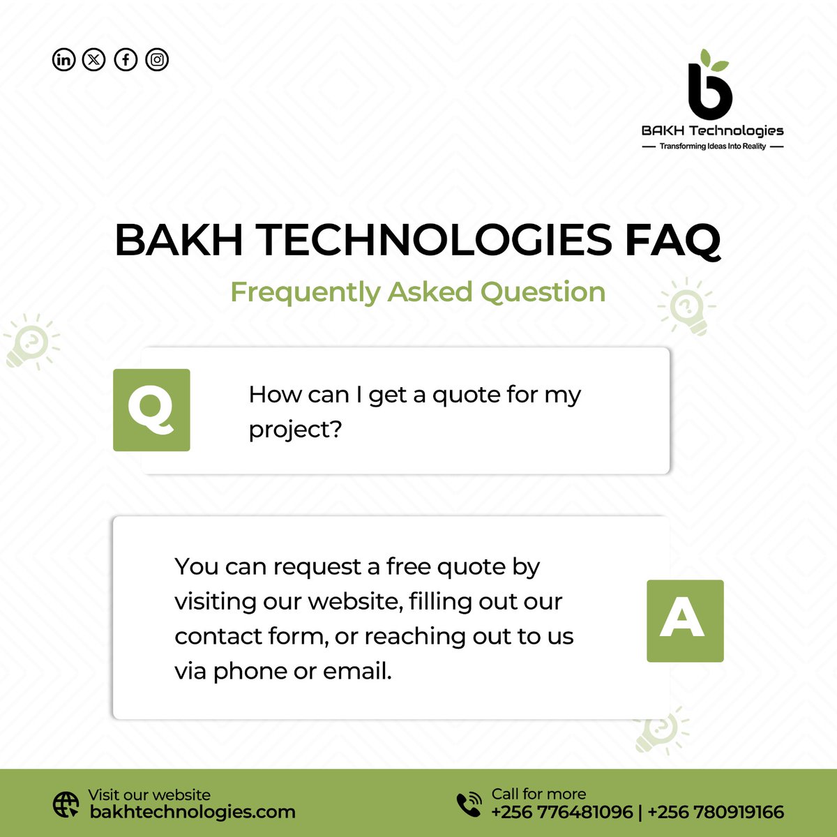 BAKH_Tech's tweet photo. FAQs about BAKH Technologies!

✅Get a free quote via our site/phone   
✅We work with Education, Healthcare, E-commerce &amp; more   
✅Yes, we redesign websites; modern &amp; responsive!   
✅Domain &amp; hosting? We’ve got you covered! 

To learn about us, Just DM us.

#bakhtech #TechFAQs https://t.co/8OOfeW5v1T