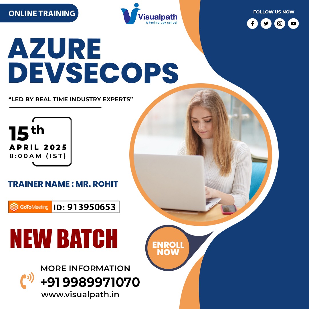 VisualpathPro's tweet image. Join link: meet.goto.com/913950653
Attend Online #Newbatch On #AzureDevSecOps
Batch on: 15th April 2025 @ 8:00 AM (IST).
Call us: +91 7032290546
WhatsApp: wa.me/c/917032290546
Visit: visualpath.in/azure-devops-o…
#AzureDevSecOps #DevSecOpsTraining #AzureTraining #software #Career