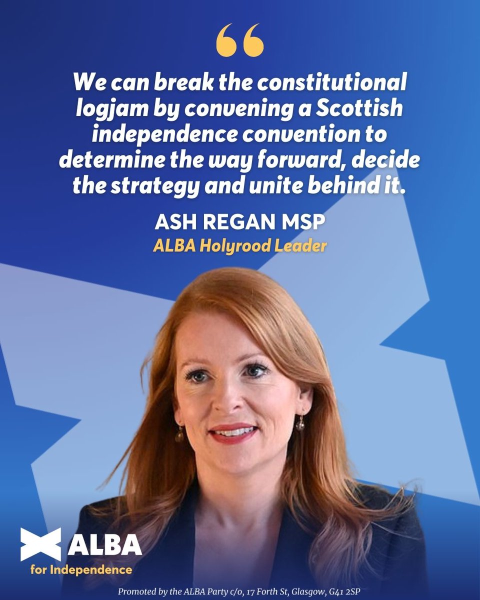 AlbaParty's tweet photo. 🏴󠁧󠁢󠁳󠁣󠁴󠁿 An independence convention held this summer would help re-energise the campaign for Scottish independence and reunite the Independence movement.

#ALBAforIndependence | @AshReganMSP https://t.co/pFOpxReUQn