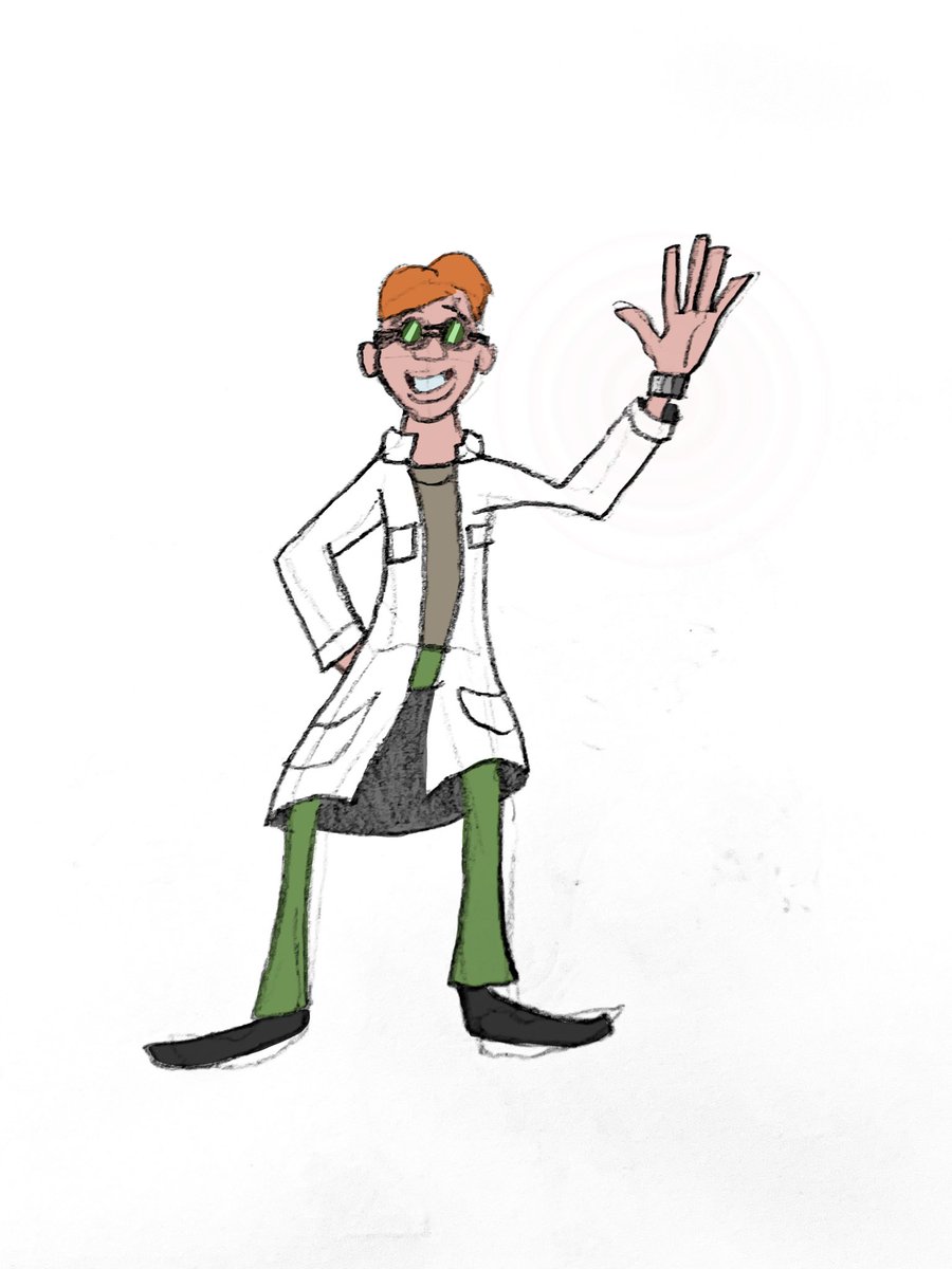 #flashbackfriday 

A random scientist character I drew back in 2014, but coloured in digitally. Definitely chose my colours wisely to make sure this wasn’t Dexter.

#drawing #conceptart #illustration #scientist #pencilsketch #cartoon #characterdesign #procreate <a href="/Procreate/">Procreate</a>