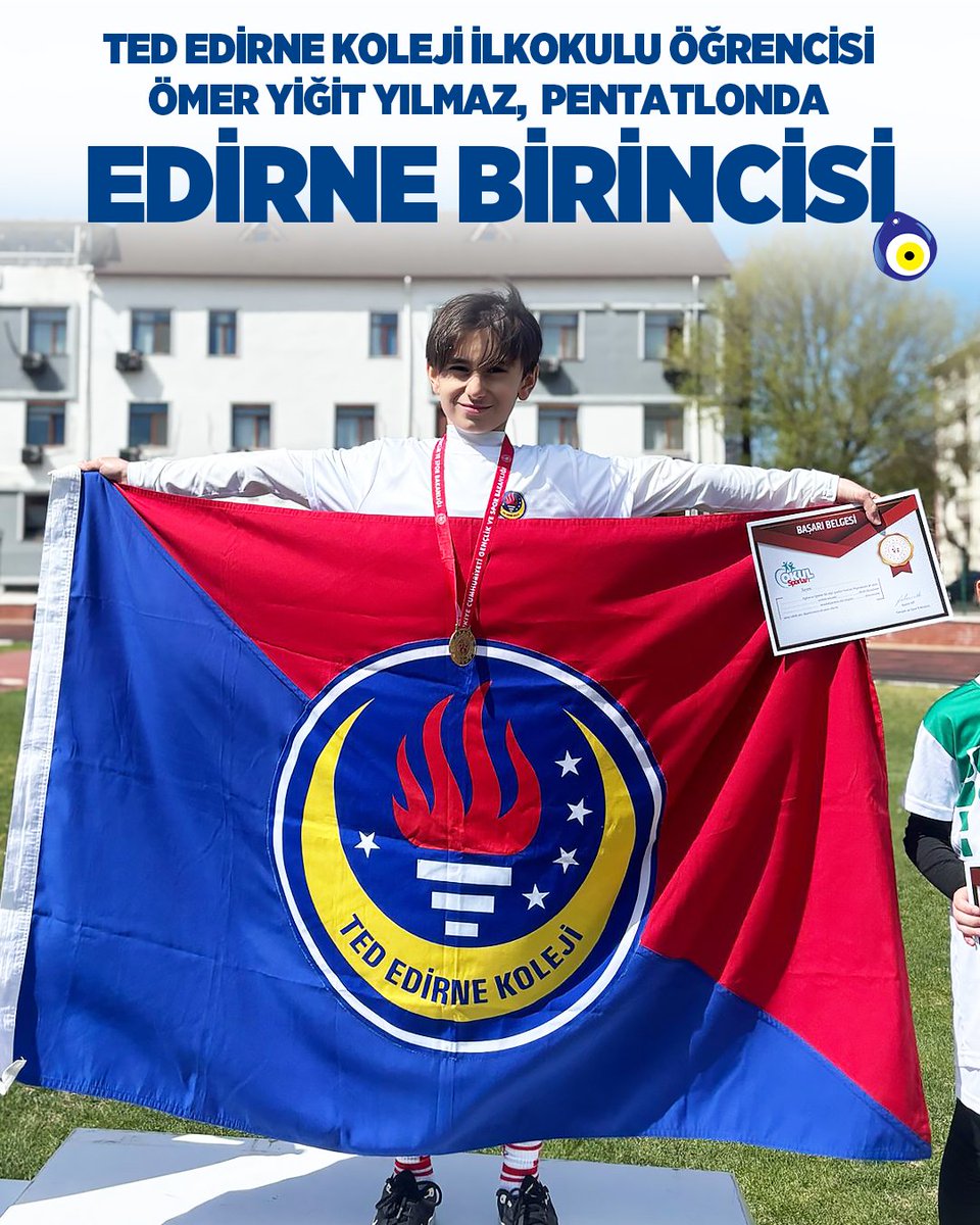 tededirnekoleji's tweet photo. #TEDEdirneKoleji İlkokulu öğrencimiz Ömer Yiğit Yılmaz, Gençlik ve Spor Edirne İl Müdürlüğü tarafından Okul Sporları kapsamında düzenlenen Pentatlon İl Birinciliği Müsabakalarında Minikler A kategorisinde Edirne birincisi oldu. Öğrencimizi tebrik ediyoruz.

Our primary school student at #TEDEdirneCollege, Ömer Yiğit Yılmaz, became the Edirne Champion in the "Minikler A" (Juniors A) category at the Pentathlon Provincial Championship organized by the Edirne Provincial Directorate of Youth and Sports as part of the School Sports program. We congratulate our student on this achievement.
