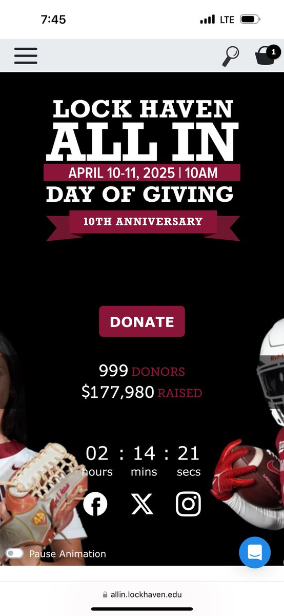 We’re literally ONE donor away from reaching 1,000 donors for the first time in the 10-year history of All In! 

Who will be the incredible alumnus that makes All In history? Support YOUR passion now at allin.lockhaven.edu

#LHUAllIn ##LHUAlumni #HAVENPROUD 🦅