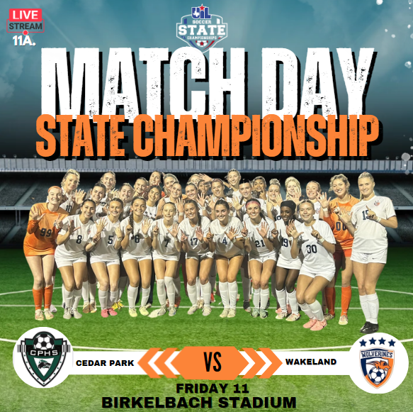 Texas UIL SPORTS (@texasuil_sport) on Twitter photo ⚽️🏆 STATE CHAMPIONSHIP
Wakeland vs Cedar Park
📺Livestream: bit.ly/4iOujG9
🗓 | Friday 11
🕖| 11a.
<a href="/wakelandgsoc/">Wakeland Girls Soccer</a> <a href="/WakelandHS/">Wakeland High School</a> <a href="/WakelandFTball/">Wakeland Wolverine Football</a> <a href="/Friscoisdsports/">Official Frisco ISD Sports</a> <a href="/WakeSoccer/">Wakeland Soccer</a> <a href="/WakeSoccerFan/">Wakeland Soccer Fan</a> <a href="/SSellersOnline/">Stephanie Sellers</a> <a href="/SofiRod2026/">Sofia Rodriguez|FCDallas 06/07 NL#22|2026|DEFENDER</a> <a href="/amyharp327/">Amy Harp</a> <a href="/averyjarmstrong/">Avery Armstrong</a> <a href="/brennan2027ecnl/">ava brennan</a> ⚽️🏆 STATE CHAMPIONSHIP
Wakeland vs Cedar Park
📺Livestream: bit.ly/4iOujG9
🗓 | Friday 11
🕖| 11a.
<a href="/wakelandgsoc/">Wakeland Girls Soccer</a> <a href="/WakelandHS/">Wakeland High School</a> <a href="/WakelandFTball/">Wakeland Wolverine Football</a> <a href="/Friscoisdsports/">Official Frisco ISD Sports</a> <a href="/WakeSoccer/">Wakeland Soccer</a> <a href="/WakeSoccerFan/">Wakeland Soccer Fan</a> <a href="/SSellersOnline/">Stephanie Sellers</a> <a href="/SofiRod2026/">Sofia Rodriguez|FCDallas 06/07 NL#22|2026|DEFENDER</a> <a href="/amyharp327/">Amy Harp</a> <a href="/averyjarmstrong/">Avery Armstrong</a> <a href="/brennan2027ecnl/">ava brennan</a>