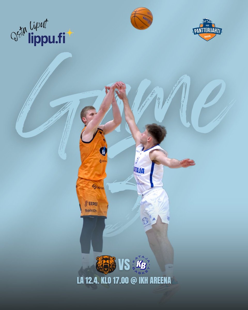 Huomenna 🔥

Tilanne 2-0 – Lauantaina kotiyleisön tuella jatketaan kotiotteluiden voittoputkea 🟠

Osta liput ennakkoon osoitteesta lippu.fi/artist/karhuba… tai tänään IKH Areenan ennakkomyynnistä, joka on auki klo 19.00 saakka.

#korisliiga #karhubasket #pantterijahti