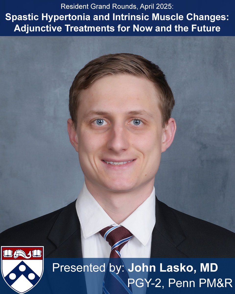 Resident grand rounds this month will be presented by Dr. John Lasko on the topic of "Spastic Hypertonia and Intrinsic Muscle Changes: Adjunctive Treatments for Now and the Future"