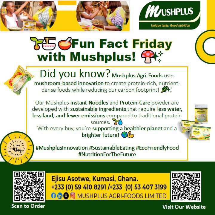 #mushplusfunfact
#NutritionSecurity
#ClimateAction 

<a href="/kicghana/">Kosmos Innovation Center Ghana</a> <a href="/MastercardFdn/">Mastercard Foundation</a>