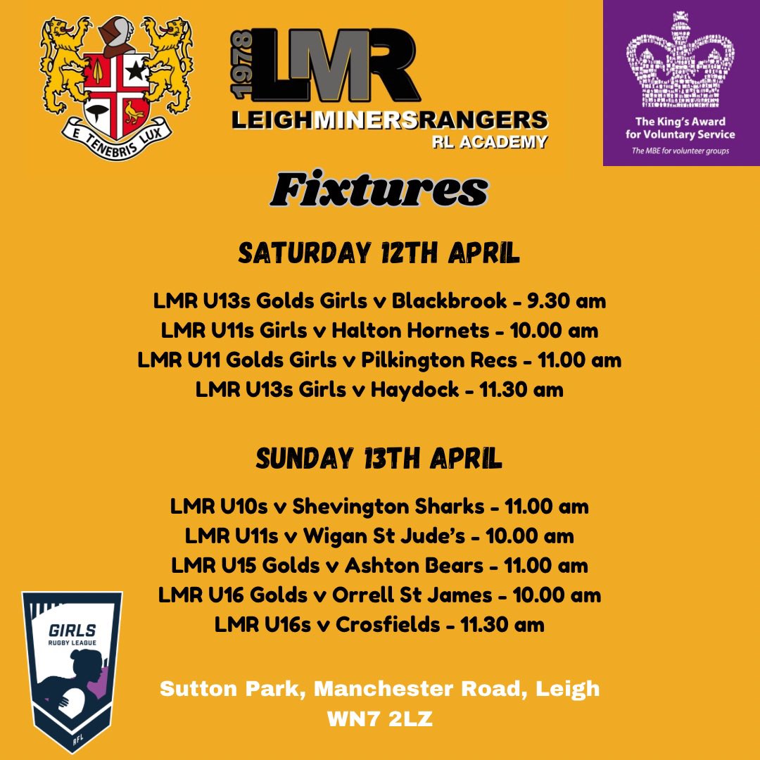 🟡⚫️🏉Fixtures down at Sutton Park this weekend!!🏉⚫️🟡