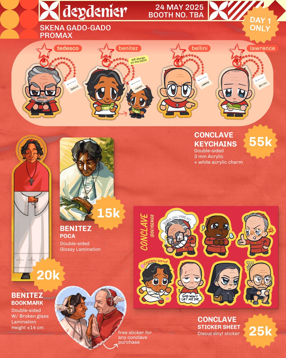 deydenier's tweet image. (2/3) #CFXX Catalog: Conclave, MP100

(art print, poca, sticker, bookmark, pin, keychain, standee)