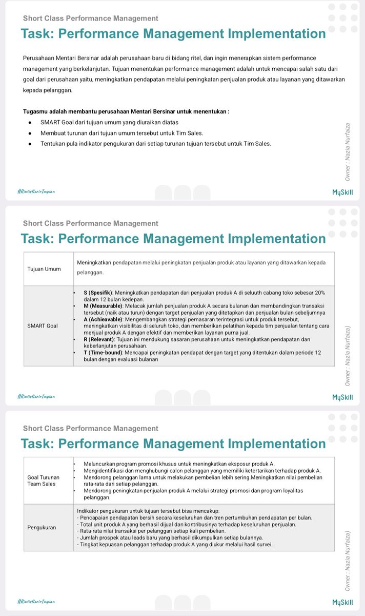 baeziaa's tweet photo. Just completed the Performance Management short class with @myskill_id!
Gained valuable insights into setting goals, providing effective feedback, &amp; aligning team performance with organizational objectives.
Excited to apply these in real-world scenarios!
#LearnatMySkill https://t.co/UZWNiZxymO
