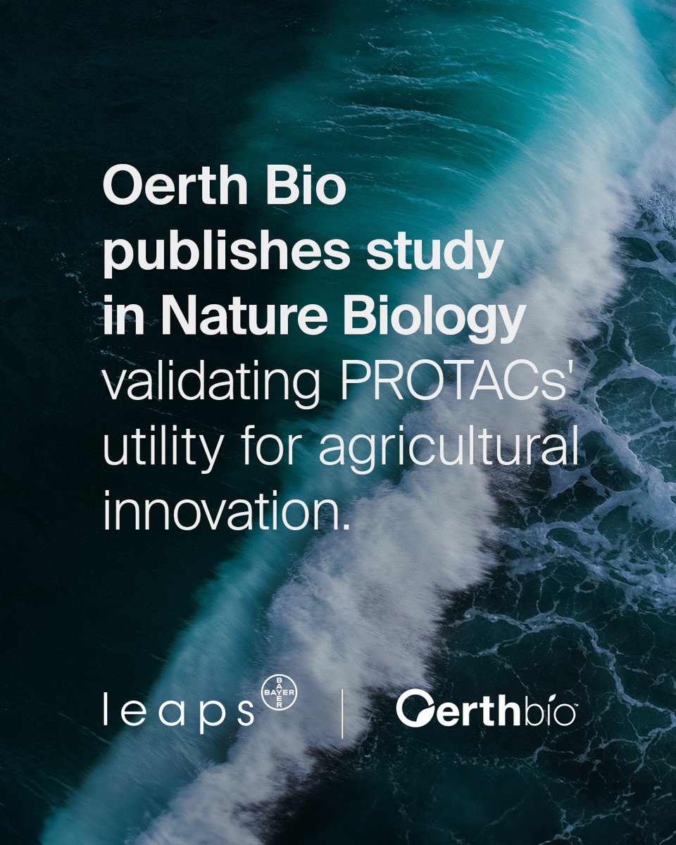 LeapsByBayer's tweet image. 🥳 Exciting News: @OerthBio published its science in @NatureComms, proving that it can design protein degraders with precision, taking PROTACs from fighting cancer to protecting crops.
📄 Read the seminal study here: nature.com/articles/s4200…