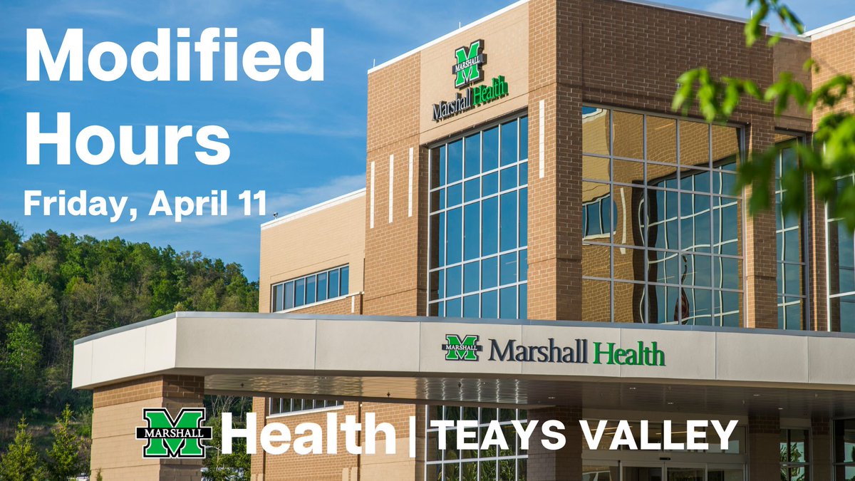 🚨 Reminder: The Ortho Walk-In Clinic at Marshall Health Teays Valley is closed today, Friday, April 11. All other clinics remain open. Normal hours resume Monday, April 14. We appreciate your understanding and look forward to continuing to provide quality care.