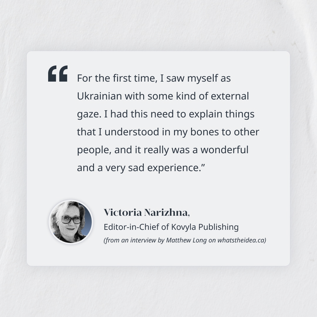 kovyla_pub's tweet photo. What happens when you start telling your country’s story to the world—and see you’re also telling your own?
📖 Editor-in-Chief Victoria Narizhna reflects on that transformative process in an interview with Matthew Long on What's the Idea.
#MeetTheEditor #UkrainianVoices https://t.co/5wfZTHQY4E
