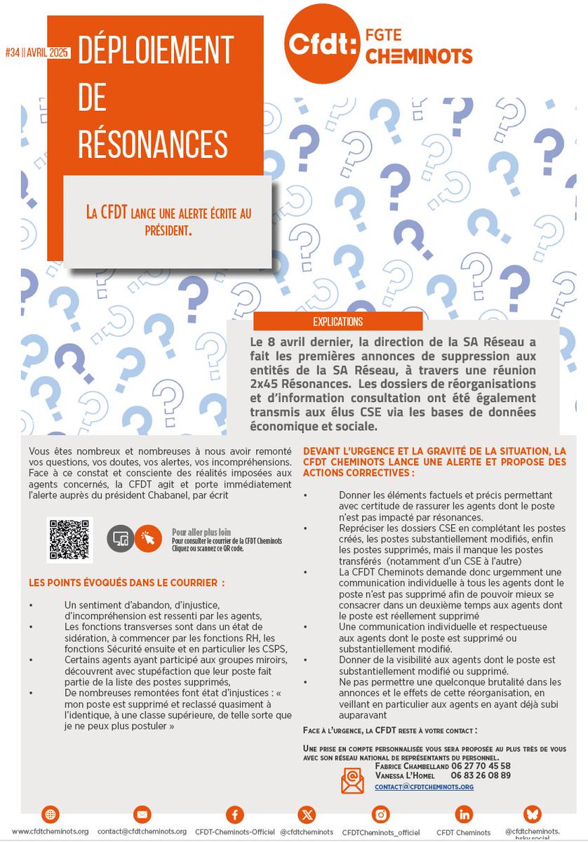 E-TRACT || Déploiement de Résonances, La CFDT lance une alerte écrite au président. 
📎 tinyurl.com/bdes43jr