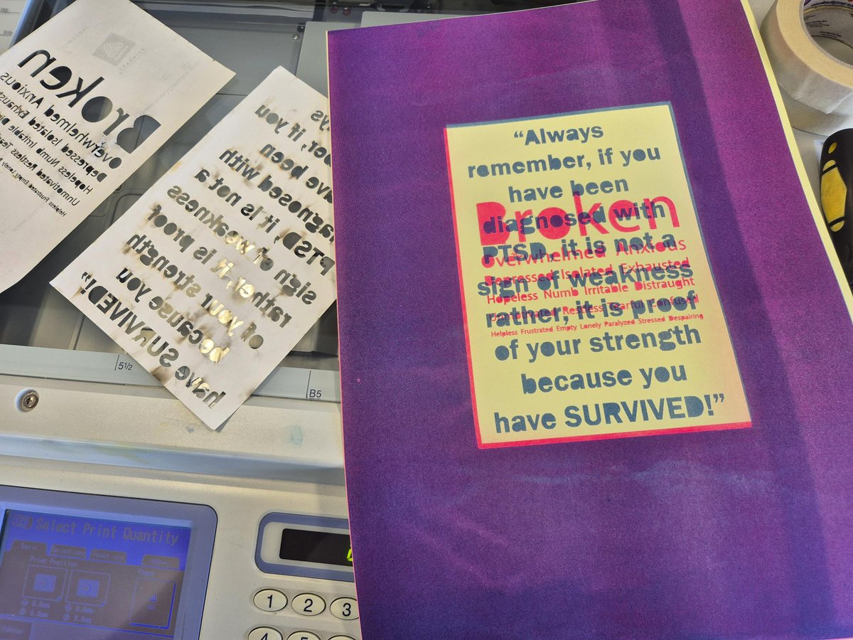 FoAPrintWSA's tweet photo. MA Visual &amp; Communications student Margaret Evans has been running off some interesting 2 col Riso prints this morning using reversed out laser cut stencils on the Scanner.
https://t.co/Haftl86vj6 https://t.co/6MsIRp5mk6