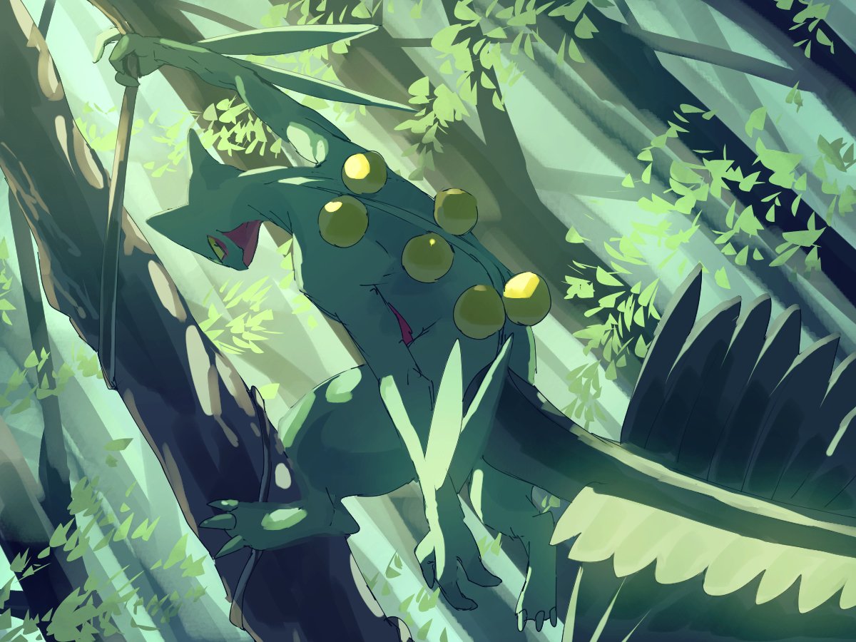 fusenryo2's tweet photo. ジュカインさん #ポケモン版深夜の真剣お絵描き60分一本勝負 https://t.co/8bQp0mkonu