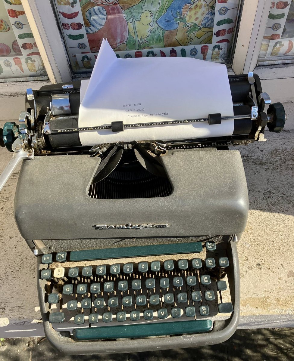 Little Acorns Bookstore (@littleacornsbks) on Twitter photo 10 April '23, I opened for the 1st time in our current abode in #Derry (& still unpacking). So how special to be gifted this wonderful Remington from friend & former boss, Paul <a href="/GuildhallPress/">Guildhall Press</a>. Loving the wee typed note too! #TypewriterMuseum hopes to open late '25📇💚📚 10 April '23, I opened for the 1st time in our current abode in #Derry (& still unpacking). So how special to be gifted this wonderful Remington from friend & former boss, Paul <a href="/GuildhallPress/">Guildhall Press</a>. Loving the wee typed note too! #TypewriterMuseum hopes to open late '25📇💚📚