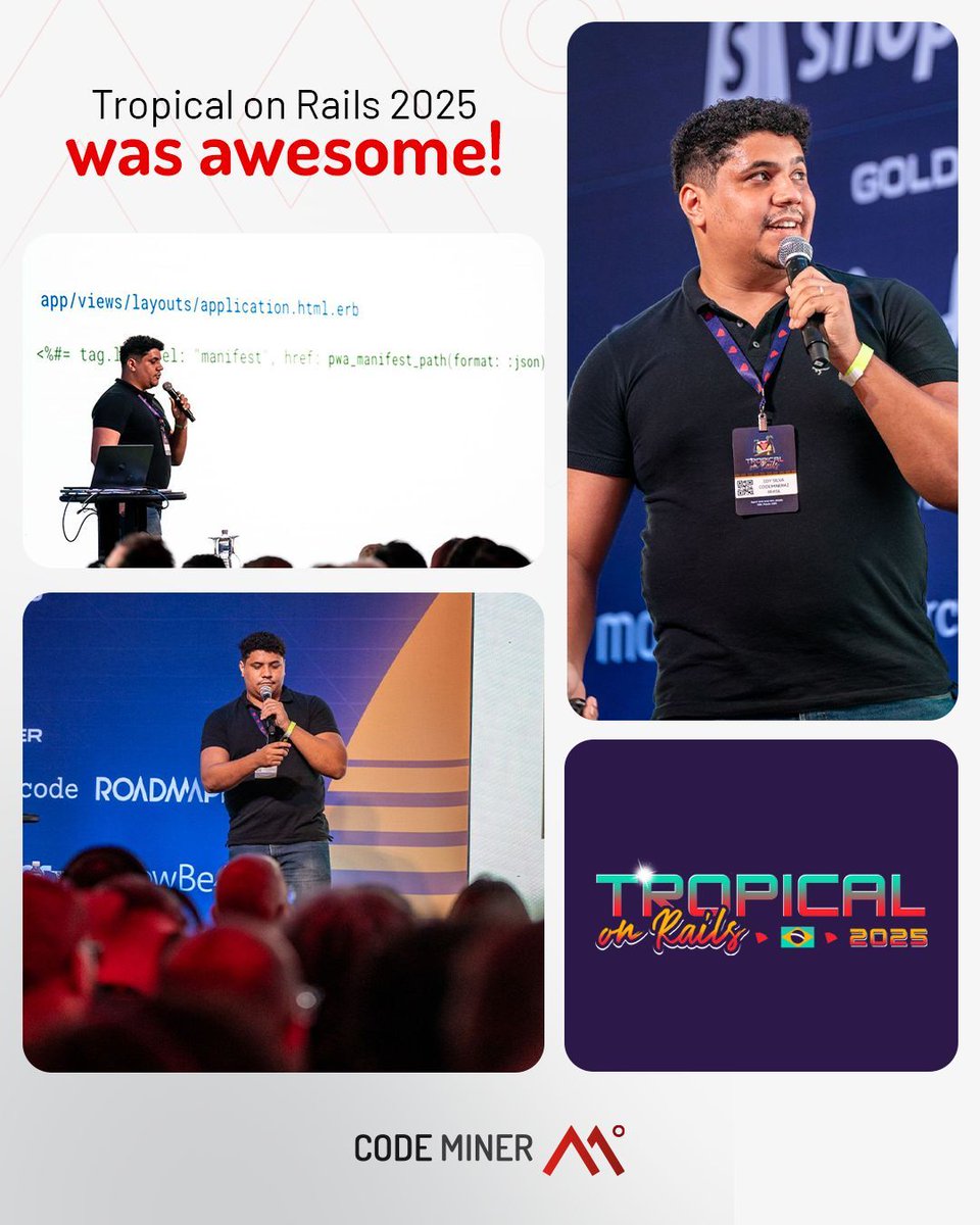 Codeminer42's tweet image. What a ride at Tropical on Rails 2025! 🌴🚀

We had an incredible time connecting with the Ruby community and sharing ideas on how to build better experiences with Rails.

Let’s keep pushing boundaries together—see you at the next one!

#Codeminer42 #TropicalOnRails #RubyOnRails
