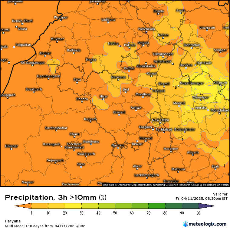 smkirthiga's tweet photo. April 11, 5.30 PM: A massive squall moving towards #Delhi, after giving good rains in many parts of #Haryana - #Hisar,#Badhra,#Bhiwani, #Narnaul. There is a good probability for most parts of #Delhi and many parts of UP to get moderate-heavy rains from this one before it dissipates.  

Meanwhile, north interiors of #Tamilnadu are active as well. Many places in #Dharmapuri-#Tiruvannamalai-#Salem-#Erode-#Perambalur-#Mayiladuthurai-#Kumbakonam to get scattered moderate spells.