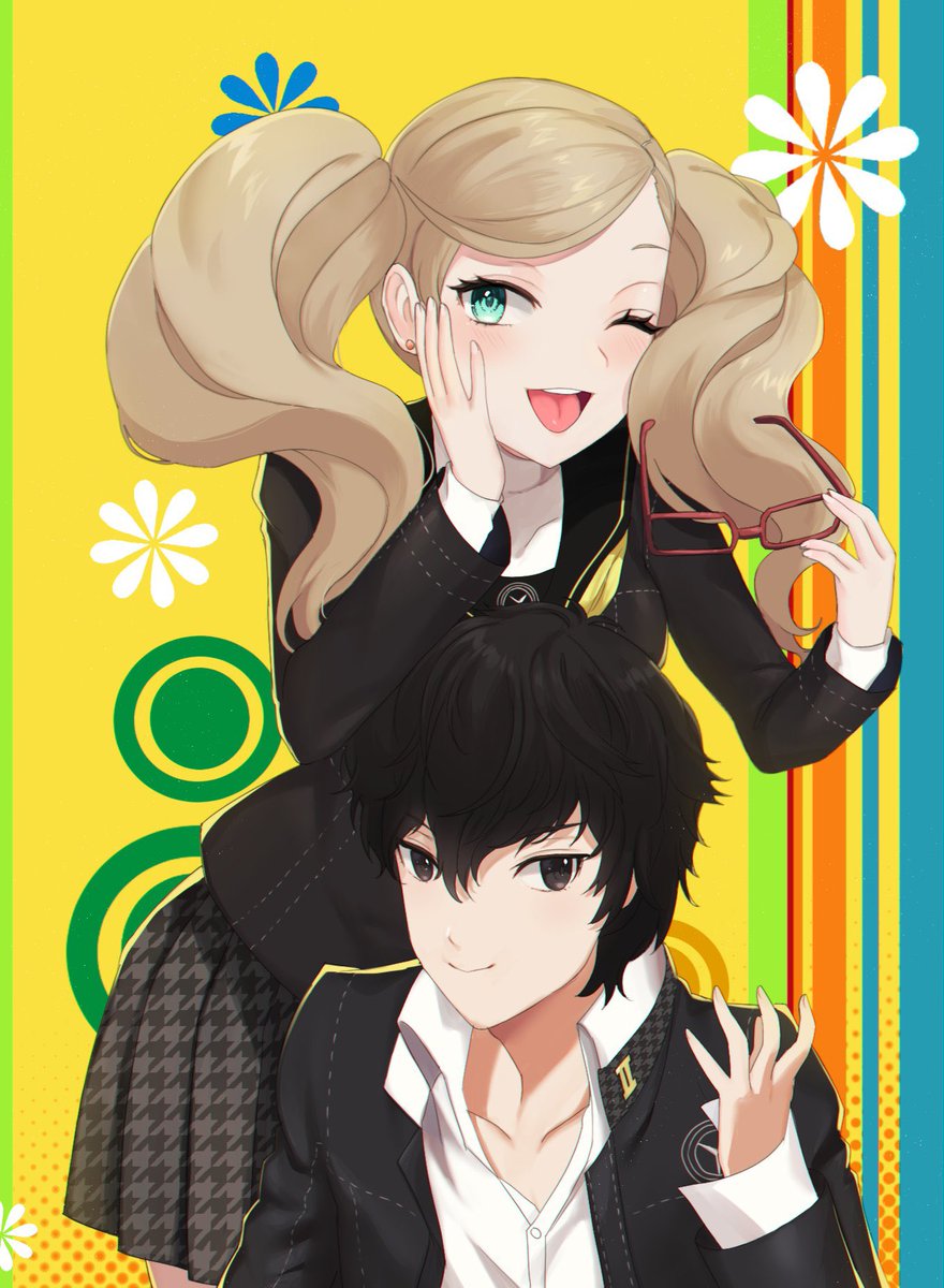 EJD2008's tweet photo. For @ShuannWeek Day 4: Role Swap
I wanted to get art of Ren and Ann swapping places with another Lovers and Fool arcana ;) I commissioned @lilshironeko for this cute piece! Thank you so much! #ShuannWeek2k25 #shuannweek #shuann #renann #renamamiya #anntakamaki #persona5 https://t.co/AxDfjYpxYx