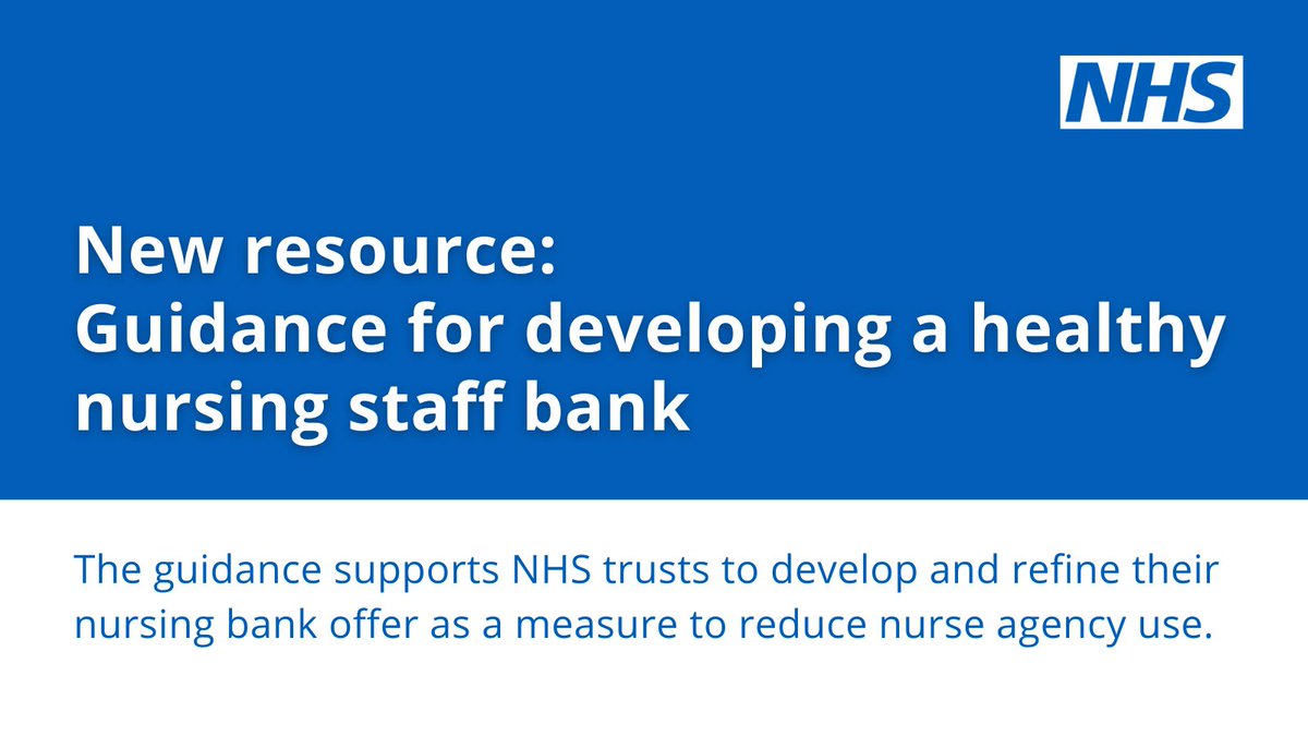 📢 Available now! New guidance for developing a healthy nursing staff bank to support NHS trusts in reducing agency use while ensuring high-quality solutions for safe, effective care. #teamCNO
▶️england.nhs.uk/publication/gu…