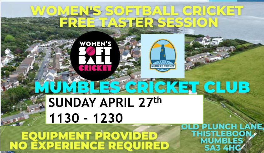 📣Calling all Girls 📣

On the 27th April the club are running a free taster cricket session for women 

Feel free to come down and try out the sport we all know and love 🏏