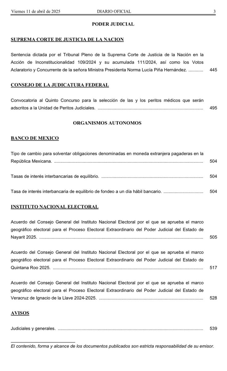 Orden Jurídico Nacional (@ojn_segob) on Twitter photo 📜 Diario Oficial de la Federación <a href="/DOF_SEGOB/">Diario Oficial DOF</a> 11-04-2025 Edición Matutina
👉 bit.ly/4csXego
<a href="/SEGOB_mx/">Gobernación</a>
.
.
.
#DOF #México
#11DeAbrilDe2025
#OrdenJurídicoNacional 📜 Diario Oficial de la Federación <a href="/DOF_SEGOB/">Diario Oficial DOF</a> 11-04-2025 Edición Matutina
👉 bit.ly/4csXego
<a href="/SEGOB_mx/">Gobernación</a>
.
.
.
#DOF #México
#11DeAbrilDe2025
#OrdenJurídicoNacional