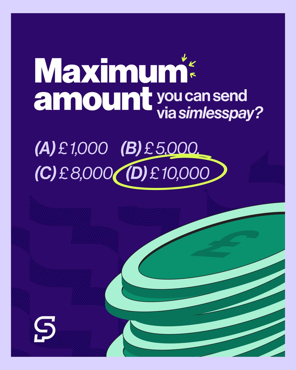simlesspay's tweet image. Did you guess right?
With Simlesspay, you can send up to £10,000 at once — fast, safe, and seamless.

Tag someone who needs to know this!

#Simlesspay #moneytransfer #StressFreeTransfer