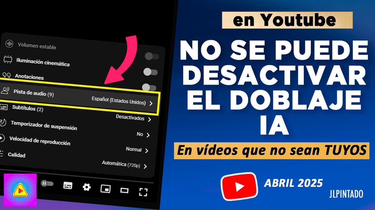 AlertaCreadores's tweet photo. El doblaje automatico que hace Youtube en algunos vídeos NO SE PUEDE DESACTIVAR / NI EVITAR a menos que seas dueño de ese canal, todos los detalles en el video.➡➡ https://t.co/jol1vQvVXR
#doblaje Alaoud #tipsyoutube #trucosyoutube https://t.co/SfHbefR5Pp