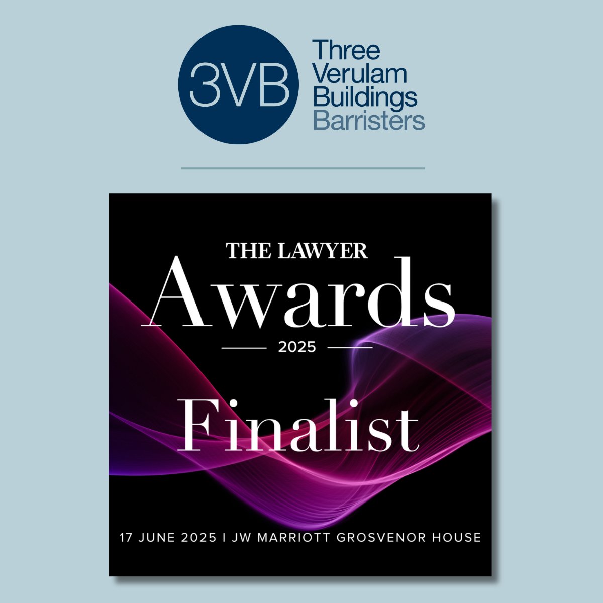 3 Verulam Buildings (@3vbchambers) on Twitter photo We are pleased to announce that 3VB has been shortlisted for ‘Chambers of the Year’ at <a href="/TheLawyermag/">The Lawyer</a> Awards 2025.
Our congratulations to all those shortlisted.
The full shortlist can be seen here: 3vb.com/3vb-shortliste… We are pleased to announce that 3VB has been shortlisted for ‘Chambers of the Year’ at <a href="/TheLawyermag/">The Lawyer</a> Awards 2025.
Our congratulations to all those shortlisted.
The full shortlist can be seen here: 3vb.com/3vb-shortliste…