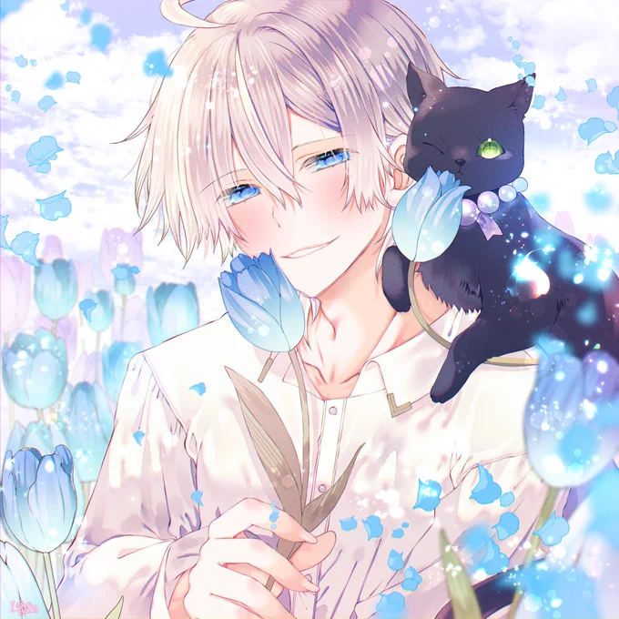 レン様とチューリップ.°ʚ(*˘︶˘*)ɞ°.。.:* #碧凪レン #碧凪画廊 