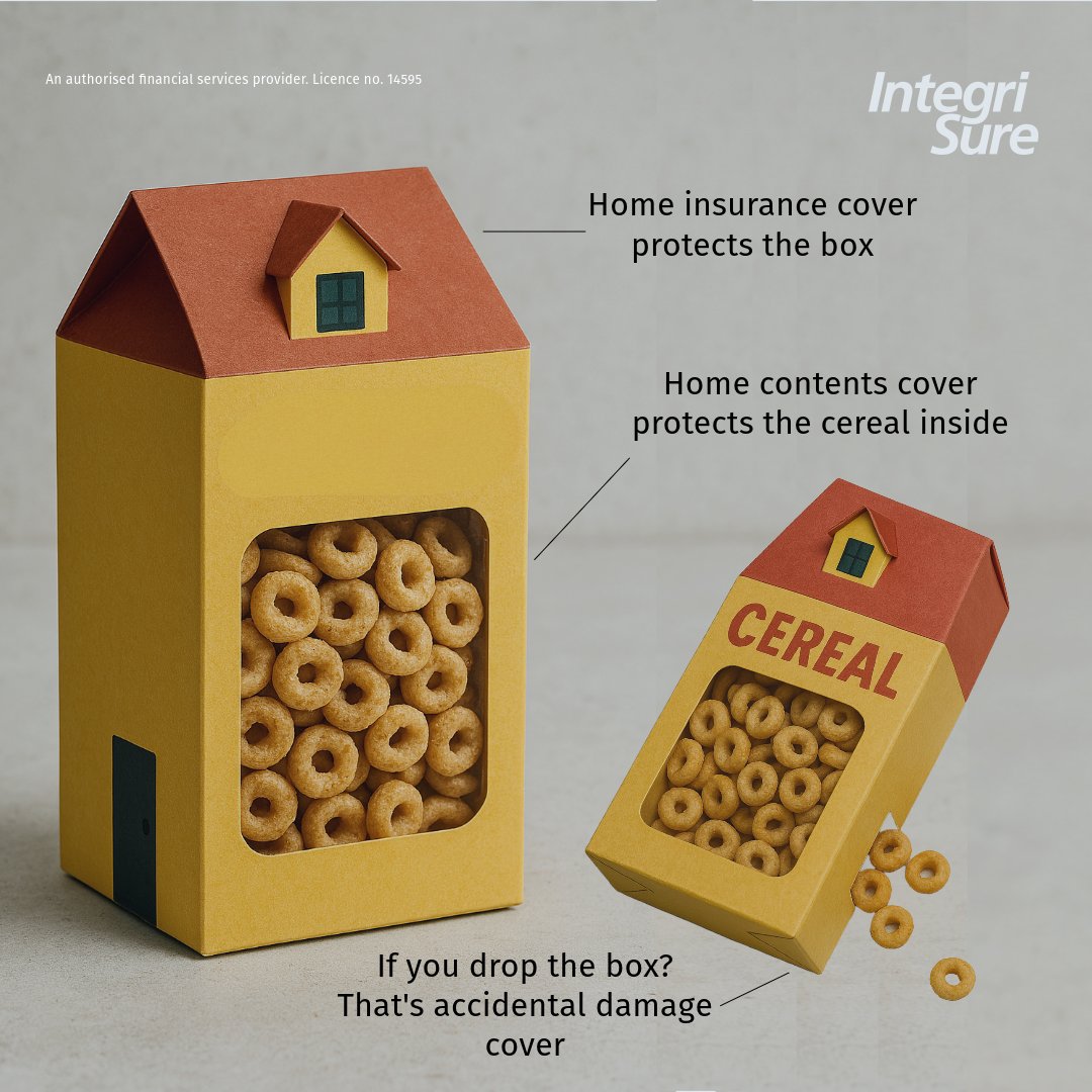 IntegriSure's tweet image. Imagine your house is a cereal box. Home insurance protects the box. Home contents insurance protects the cereal inside. And if you drop the box? That’s accidental damage cover.

#insurancebroker #insurancesolutions #homecontents #homeinsurance