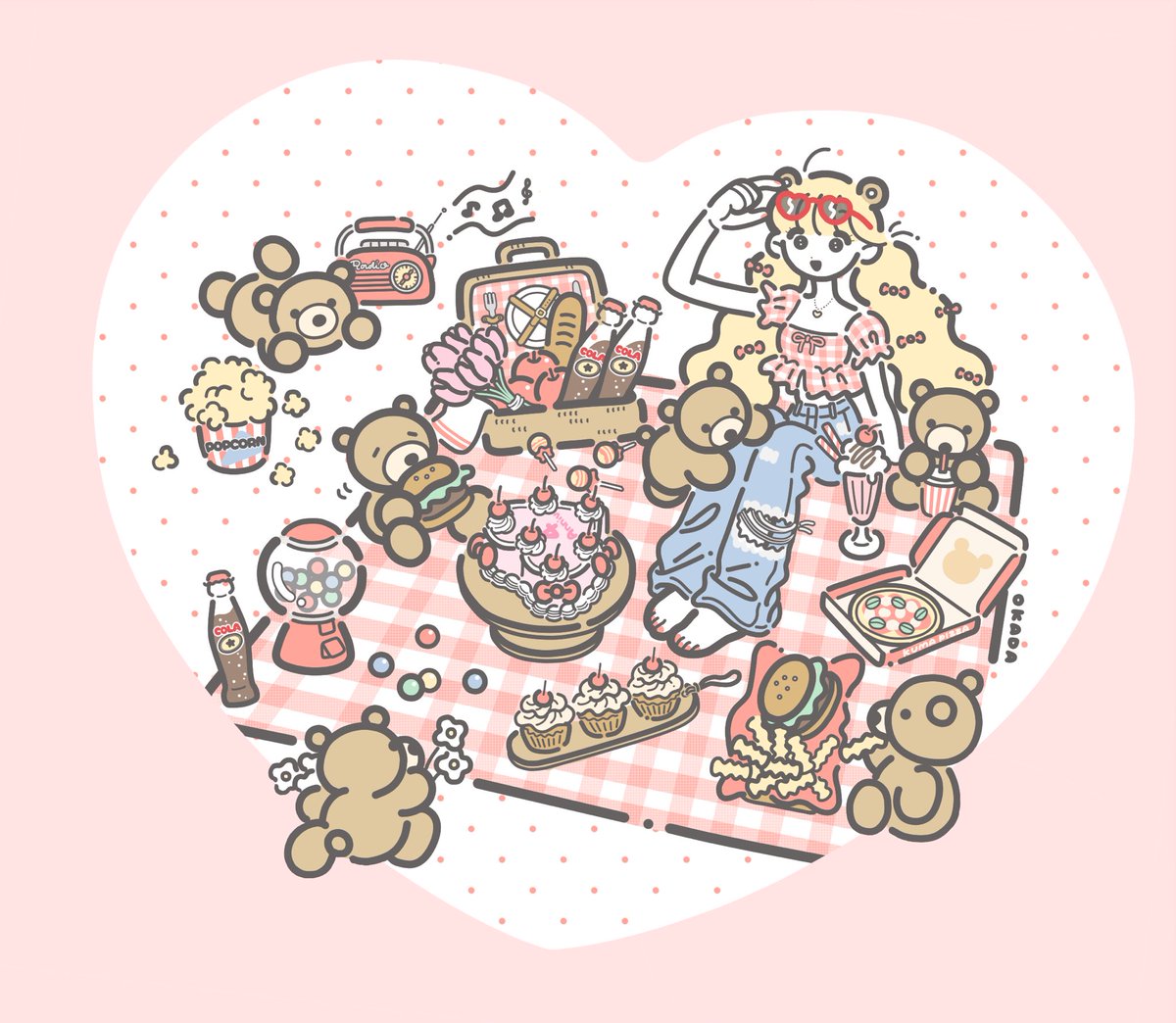 せなくまさんのオフラインイベントお疲れ様でした&amp;チャンネル4周年おめでとうございますの気持ちでFA描きました！
クマはせなかまさんたちです🐻🐻🐻

#みてみてせなくま