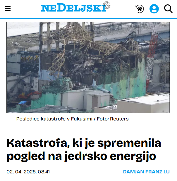 jedrskasi's tweet photo. Članek o jedrski nesreči v Fukušimi v Nedeljskem dnevniku potrebuje komentar. 🧵
(https://t.co/JDZQYRIpXV)

Njegova težava ni v pojasnjevanju nesreče, ampak v napačni razlagi posledic za sedanjost. Tako pisanje je sporno, saj spodbuja napačno dojemanje jedrske energ. v družbi. /1 https://t.co/9GNSLPYjzr