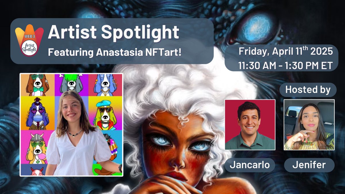 Jancarlo (@jancarlo316) on Twitter photo Gm fam & happy Friday! ☀️
Today <a href="/Jeni_Pepen/">Jenifer | ONELOVE</a> and I are thrilled to interview the incredibly talented <a href="/AnastasiaNFTart/">Anastasia NFTart | SuperRare 💎 | NFT.NYC</a>!
At just 15, she’s been showcased in 25+ exhibitions worldwide and had numerous sold out drops & collections! 🔥
Beyond creating, she is actively engaged with Gm fam & happy Friday! ☀️
Today <a href="/Jeni_Pepen/">Jenifer | ONELOVE</a> and I are thrilled to interview the incredibly talented <a href="/AnastasiaNFTart/">Anastasia NFTart | SuperRare 💎 | NFT.NYC</a>!
At just 15, she’s been showcased in 25+ exhibitions worldwide and had numerous sold out drops & collections! 🔥
Beyond creating, she is actively engaged with