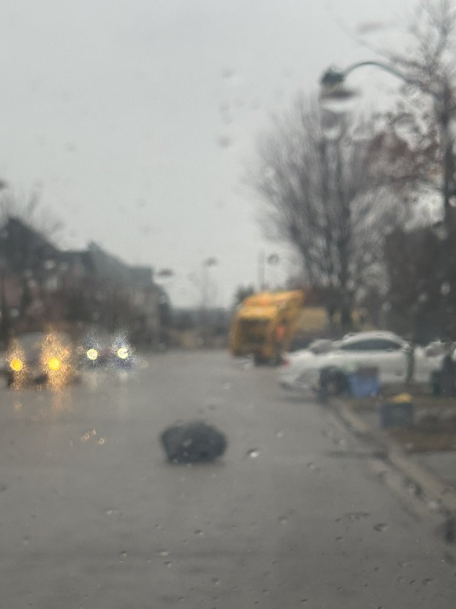 Yo <a href="/RegionofDurham/">Region of Durham</a> this is the level of service your garbage men provide. Drop a bag on the middle of the road and just leave and pretend like they don’t see it. I watched this dude look back at it FOUR times and just leave it there.

Disgusting