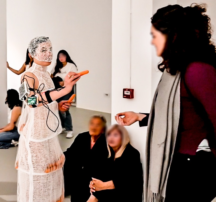 Do you commit yourself to enter in the rabbit hole? 🥕🐰

The Wednesday april 9, I did a performance in the Acción Springt congress, talking with the body, about the complexity of behaviors in Bitcoin communities while wearing their messages encrypted on bitcoin in a dress.
#art