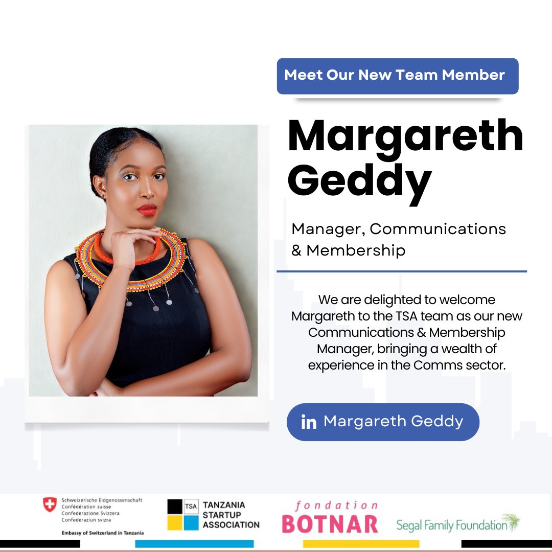 TanzaniaSA's tweet photo. Join us in welcoming Margareth Geddy as TSA’s new Manager of Communications & Membership! Excited to have her on the team! #Welcome #TSAteam #Communications #Membership https://t.co/eVR1mAhSiT