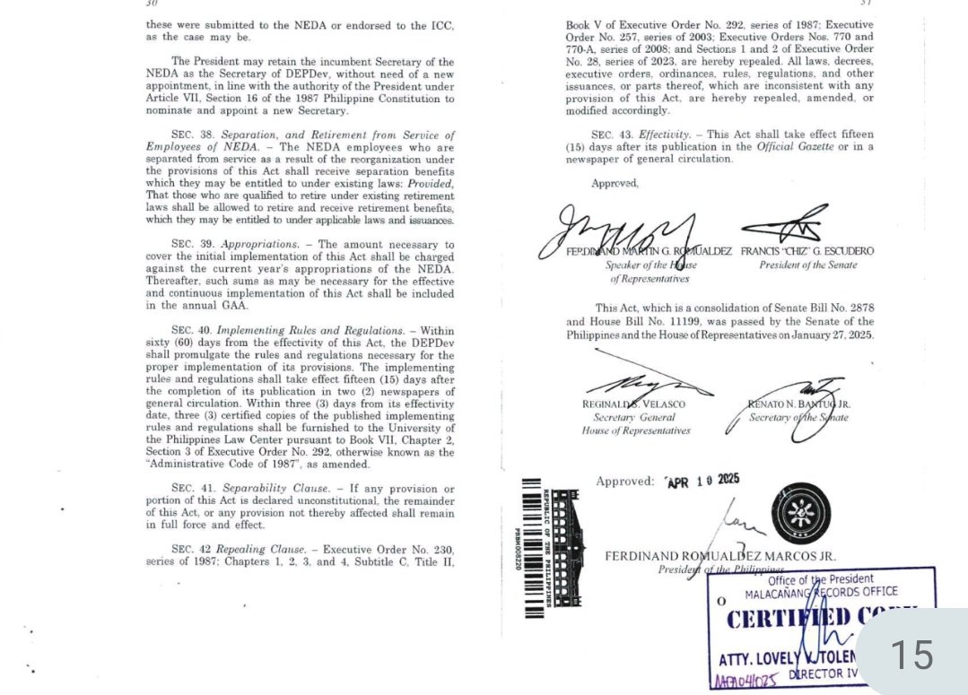 sam_medenilla's tweet image. President Ferdinand Marcos, Jr. signed Republic Act. No. 12145 reorganizing the National Economic and Development Authority into the Deparment of Economy, Planning and Development. @BusinessMirror